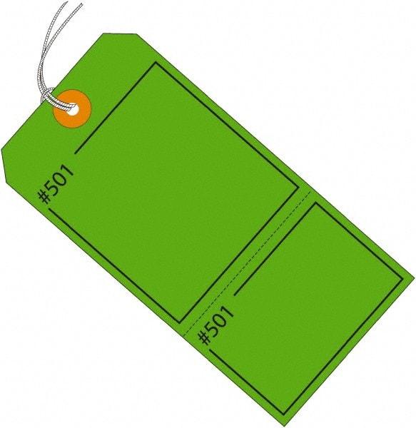 Made in USA - 4-3/4" High x 2-3/8" Long, Numbered, English Safety & Facility Retail Tag - Green Cardstock - Top Tool & Supply