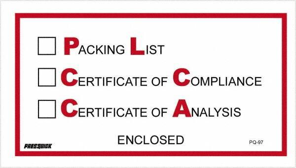 Value Collection - 1,000 Piece, 5-1/2" Long x 10" Wide, Packing List Envelope - Packing List/Certificate of Compliance/Certificate of Analysis Enclosed, Red/Black - Top Tool & Supply