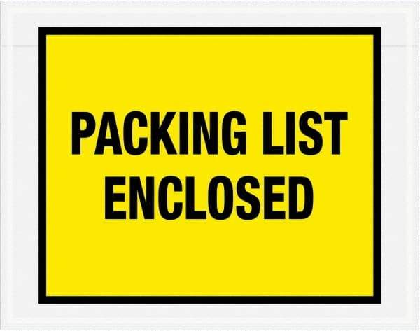 Value Collection - 1,000 Piece, 7" Long x 5-1/2" Wide, Packing List Envelope - Packing List Enclosed, Yellow - Top Tool & Supply