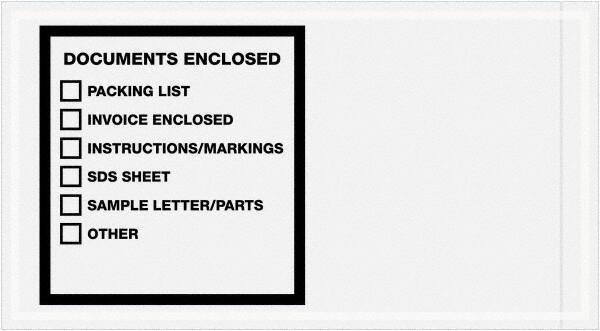 Value Collection - 1,000 Piece, 5-1/2" Long x 10" Wide, Packing List Envelope - Documents Enclosed, Printed & Clear - Top Tool & Supply