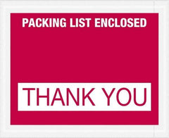 Value Collection - 1,000 Piece, 4-1/2" Long x 5-1/2" Wide, Packing List Envelope - Packing List Enclosed - Thank You, Red - Top Tool & Supply