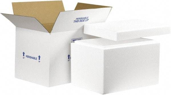 Made in USA - 12" Wide x 19" Long x 12-1/2" High Rectangle Insulated Box - 1 Wall, White - Top Tool & Supply