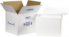 Made in USA - 11-3/4" Wide x 13-3/4" Long x 11-7/8" High Rectangle Insulated Box - 1 Wall, White - Top Tool & Supply