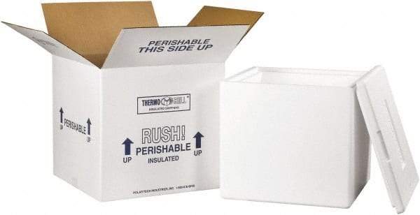 Made in USA - 13" Wide x 13" Long x 12-1/2" High Rectangle Insulated Box - 1 Wall, White - Top Tool & Supply