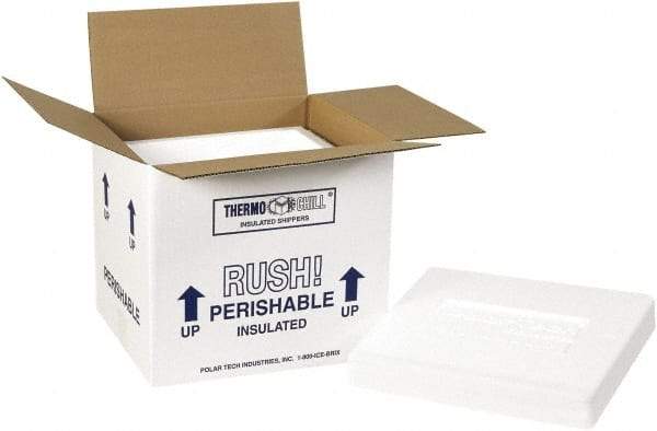 Made in USA - 8-1/4" Wide x 10-1/2" Long x 9-1/4" High Rectangle Insulated Box - 1 Wall, White - Top Tool & Supply