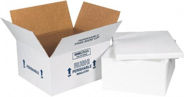 Made in USA - 10" Wide x 12" Long x 5" High Rectangle Insulated Box - 1 Wall, White - Top Tool & Supply