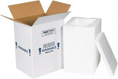 Made in USA - 6" Wide x 8" Long x 12" High Rectangle Insulated Box - 1 Wall, White - Top Tool & Supply