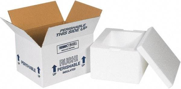 Made in USA - 10" Wide x 12" Long x 7" High Rectangle Insulated Box - 1 Wall, White - Top Tool & Supply