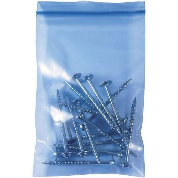 Made in USA - 4 x 6", 4 mil VCI Reclosable Polybags - Blue - Top Tool & Supply