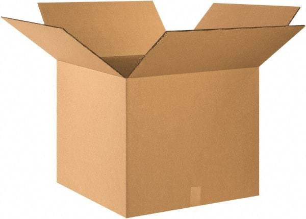 Made in USA - 24" Wide x 24" Long x 20" High Rectangle Heavy Duty Corrugated Box - 2 Walls, Kraft (Color), 100 Lb Capacity - Top Tool & Supply