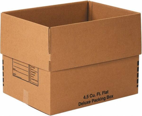 Made in USA - 18" Wide x 24" Long x 18" High Rectangle Moving Boxes - 1 Wall, Kraft (Color), 65 Lb Capacity - Top Tool & Supply