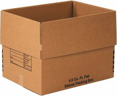 Made in USA - 18" Wide x 24" Long x 18" High Rectangle Moving Boxes - 1 Wall, Kraft (Color), 65 Lb Capacity - Top Tool & Supply