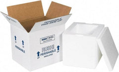 Made in USA - 6" Wide x 8" Long x 7" High Rectangle Insulated Box - 1 Wall, White - Top Tool & Supply