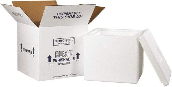 Made in USA - 12" Wide x 12" Long x 11-1/2" High Rectangle Insulated Box - 1 Wall, White - Top Tool & Supply