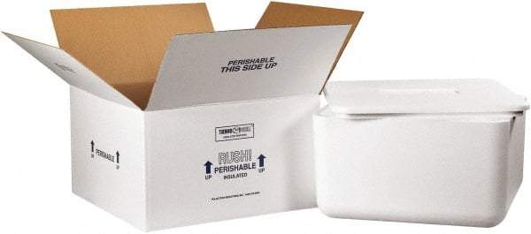 Made in USA - 17" Wide x 17" Long x 9" High Rectangle Insulated Box - 1 Wall, White - Top Tool & Supply