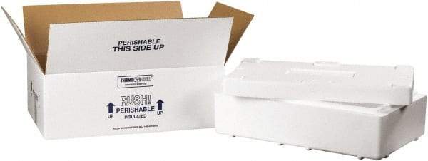 Made in USA - 11-1/2" Wide x 19-1/2" Long x 4-1/8" High Rectangle Insulated Box - 1 Wall, White - Top Tool & Supply