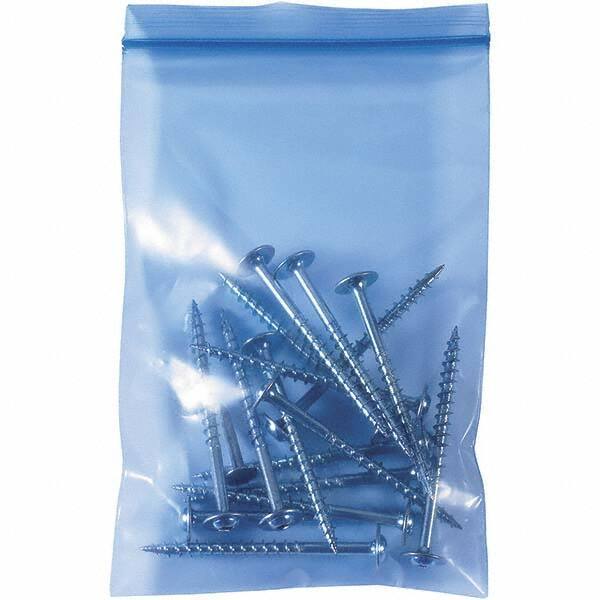 Made in USA - 3 x 5", 4 mil VCI Reclosable Polybags - Blue - Top Tool & Supply