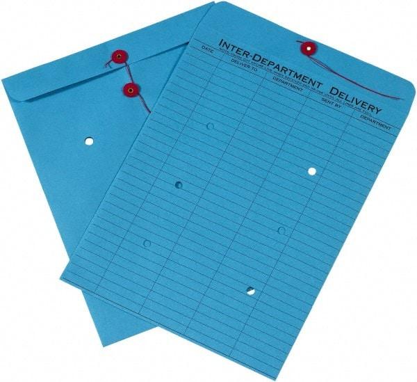 Made in USA - 13" Long x 10" Wide Draw String Inter-Department Envelope - Blue - Top Tool & Supply