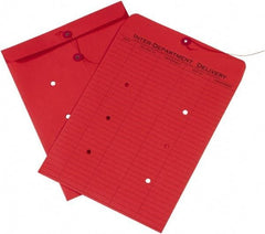 Made in USA - 13" Long x 10" Wide Draw String Inter-Department Envelope - Red - Top Tool & Supply