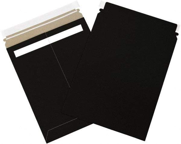 Made in USA - 12-1/4" Long x 9-3/4" Wide Peel-Off Self-Seal Flat Mailer - Black - Top Tool & Supply