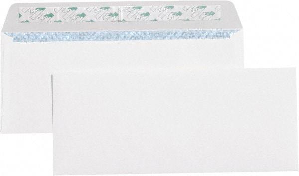 Made in USA - 9-1/2" Long x 4-1/8" Wide Peel-Off Self-Seal Plain White Envelope - White - Top Tool & Supply