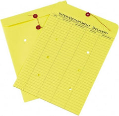 Made in USA - 13" Long x 10" Wide Draw String Inter-Department Envelope - Yellow - Top Tool & Supply