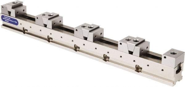 Samchully - 50mm Jaw Width, 500, 215, 120 & 75mm Jaw Opening Capacity, Horizontal Stationary Machine Vise - Manual Operation, 4 Stations, 600mm Long x 24.9mm Deep, 25mm Jaw Height, Alloy Steel - Top Tool & Supply