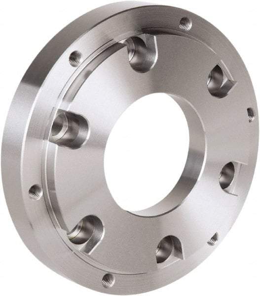 Samchully - Adapter Back Plate for 254 & 304mm Diam HC, HCH & HS Lathe Chucks - A2-8 Mount, 136mm Through Hole Diam, 220mm OD, 18mm Flange Height, Steel - Top Tool & Supply