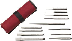 GearWrench - 12 Piece Center Punch, Cold Chisel, Starter & Long Taper Punch Set - 1/4 to 5/8" Chisel, 3/8 to 1/2" Punch, Hex Shank - Top Tool & Supply