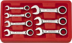 GearWrench - 7 Piece, 3/8" to 3/4", 12 Point Ratcheting Combination Wrench Set - Inch Measurement Standard, Chrome Finish, Comes in Plastic Tray - Top Tool & Supply