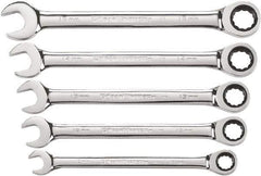 GearWrench - 5 Piece, 10mm to 15mm, 12 Point Combination Wrench Set - Metric Measurement Standard, Chrome Finish - Top Tool & Supply