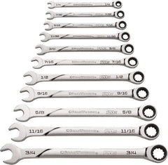 GearWrench - 11 Piece, 1/4" to 3/4", Ratcheting Combination Wrench Set - Inch Measurement Standard, Chrome Finish - Top Tool & Supply