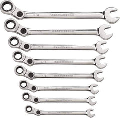 GearWrench - 8 Piece, 5/16" to 3/4", 12 Point Combination Wrench Set - Inch Measurement Standard, Chrome Finish - Top Tool & Supply