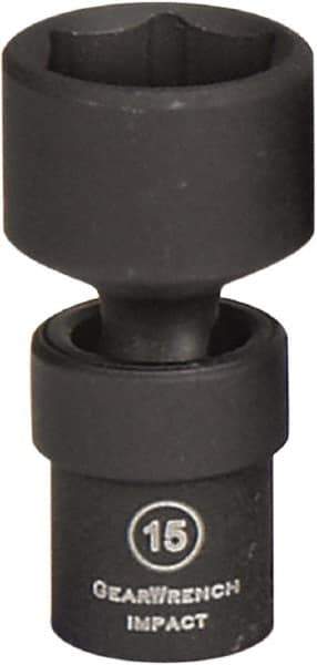 GearWrench - 1/4" Drive 15mm Standard Universal Impact Socket - 6 Points - Top Tool & Supply