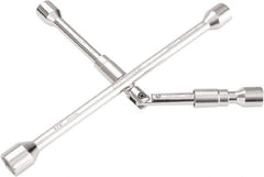 OEM Tools - 14" Long Cross Shaped Lug Nut Wrench Tire Iron - Folding, 11/16, 3/4, 13/16, 7/8" Hex, 17, 19, 21, 22mm - Top Tool & Supply