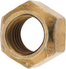 Made in USA - 3/4-10 Grade C Hex Lock Nut with Distorted Thread - Zinc Yellow with Wax Finish - Top Tool & Supply