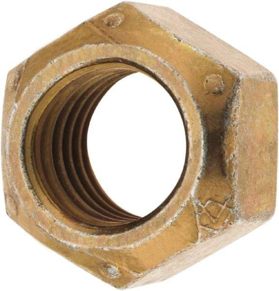 Made in USA - 3/4-16 Grade C Hex Lock Nut with Distorted Thread - Zinc Yellow with Wax Finish - Top Tool & Supply