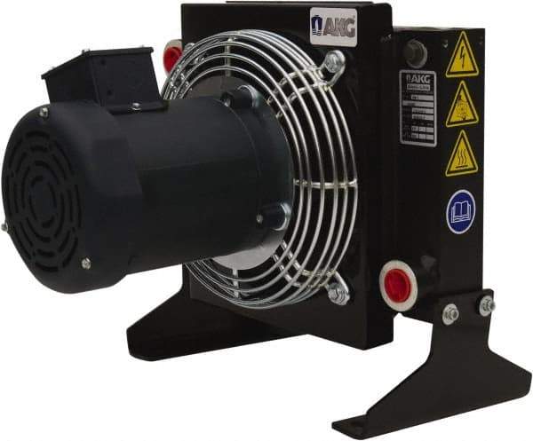 AKG Thermal Systems - SAE #12, 1 Fan Mount, Liquid-To-Air Aluminum Brazed Process Equipment Heat Exchanger - Oil Cooler, Ethylene Glycol/Water Mixture Cooler, 14.25" High x 13.78" Wide x 13.27" Deep, 250°F Max - Top Tool & Supply