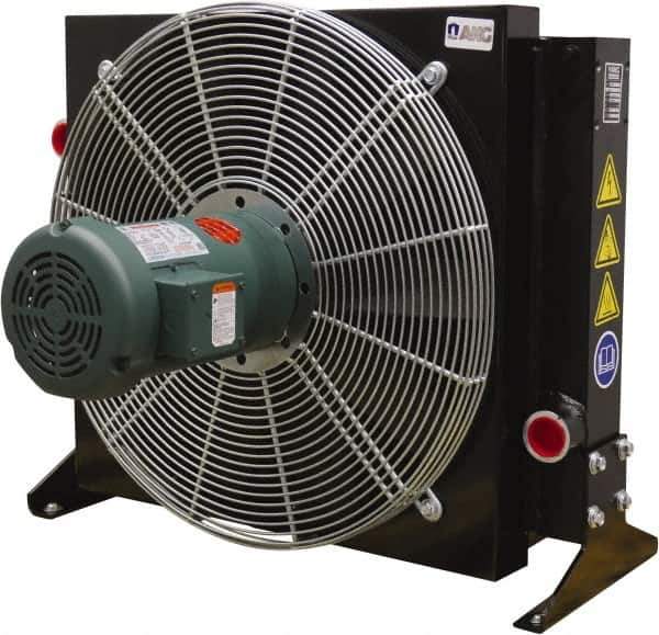 AKG Thermal Systems - SAE #20, 1 Fan Mount, Liquid-To-Air Aluminum Brazed Process Equipment Heat Exchanger - Oil Cooler, Ethylene Glycol/Water Mixture Cooler, 24.03" High x 26.38" Wide x 18" Deep, 250°F Max - Top Tool & Supply