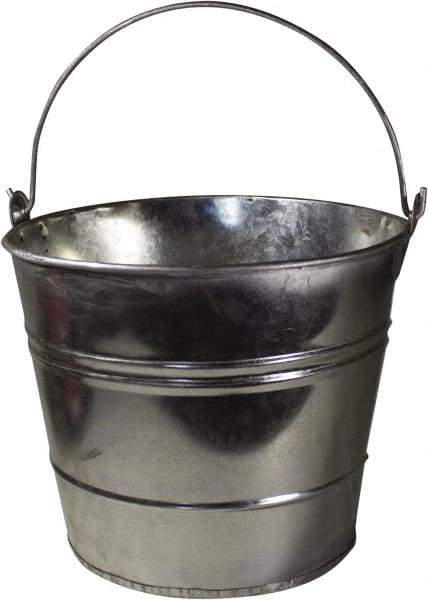 Funnel King - 12 Qt, 10" High, Galvanized Steel Round Silver Single Pail - Handle Included, 11-1/2" Top Diam - Top Tool & Supply