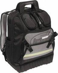 Bucket Boss - 24 Pocket Black, Yellow & Gray Ballistic Polyester Tool Bag - 14" Wide x 10" Deep x 18" High - Top Tool & Supply