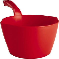 Remco - 64 oz Red Polypropylene Round Bottom Scoop - 8.3" Wide x 4-1/2" Deep Bowl, 5-1/2" Handle Length, 13" OAL - Top Tool & Supply