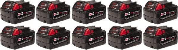 Milwaukee Tool - 18 Volt Lithium-Ion Power Tool Battery - 5 Ahr Capacity, 1 hr Charge Time, Series M18 XC RED - Top Tool & Supply