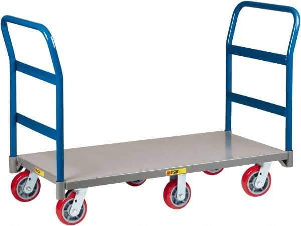 Little Giant - 3,600 Lb Capacity Steel 6-Wheeled Platform Truck - Steel Deck, 24" OAW, 48" Platform Length x 9" Platform Height, Polyurethane Casters - Top Tool & Supply