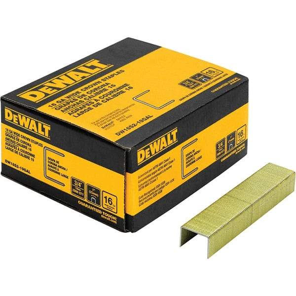 DeWALT - 3/4" Long x 1/16" Wide, 16 Gauge Crowned Construction Staple - Steel, Galvanized Finish - Top Tool & Supply