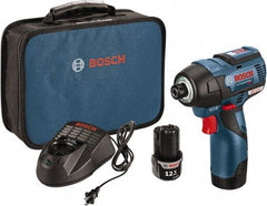 Bosch - 12 Volt, 1/4" Drive, 975 In/Lb Torque, Cordless Impact Driver - 2600 RPM, 2 Lithium-Ion Batteries Included - Top Tool & Supply