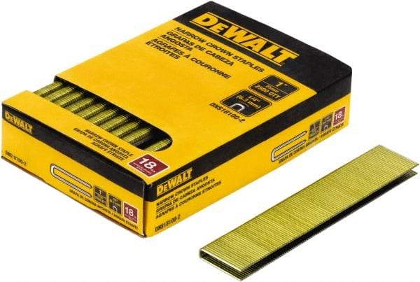 DeWALT - 1" Long x 1/4" Wide, 18 Gauge Crowned Construction Staple - Steel, Copper Finish, Chisel Point - Top Tool & Supply