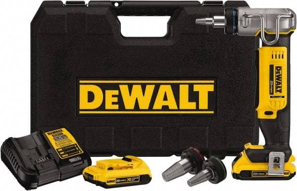 DeWALT - 3/8 to 1" Pipe Capacity, PEX Expander Tool - 9 Pieces, Cuts Pex, Includes DCE400 PEX Expander, (2) DCB203 Batteries, Charger, (3) Expander Heads (1/2", 3/4", 1"), PEX Expander Grease & Kit Box - Top Tool & Supply