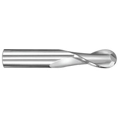 ‎21/64″ Dia. × 3/8″ Shank × 1″ DOC × 2-1/2″ OAL, Carbide Uncoated, Spiral , 2 Flute, 30° Helix, Ballnose End Mill - Exact Industrial Supply