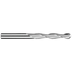 ‎3/8″ Dia. × 3/8″ Shank × 1-3/4″ DOC × 4″ OAL, Carbide AlTiN, Spiral , 2 Flute, 30° Helix, Ballnose End Mill - Exact Industrial Supply